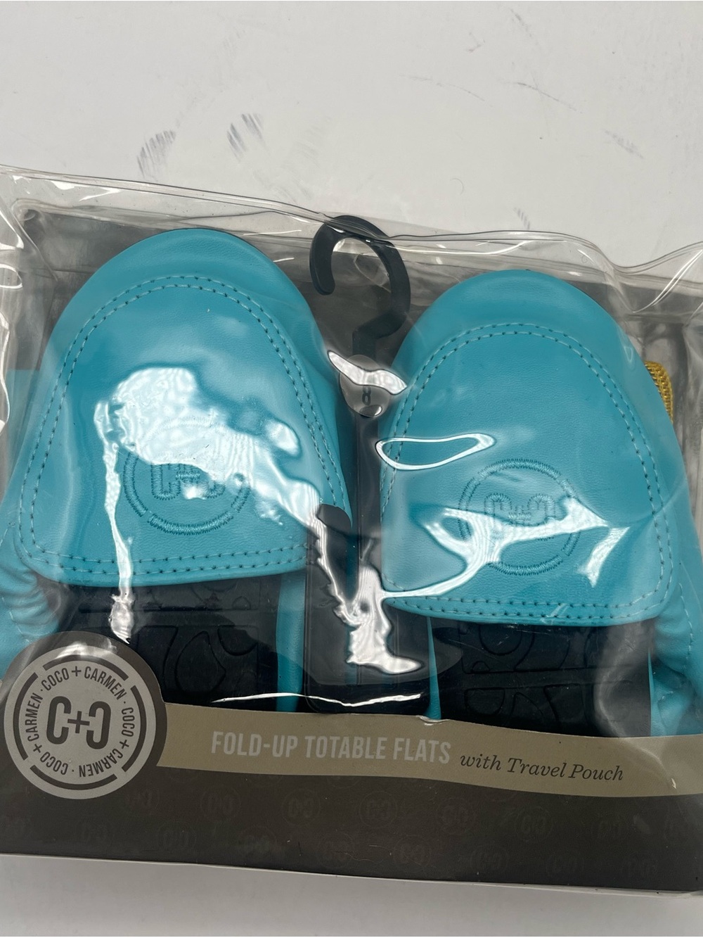 Coco + Carmen Fold-Up Travel Flats - Turquoise - Picture 2 of 4